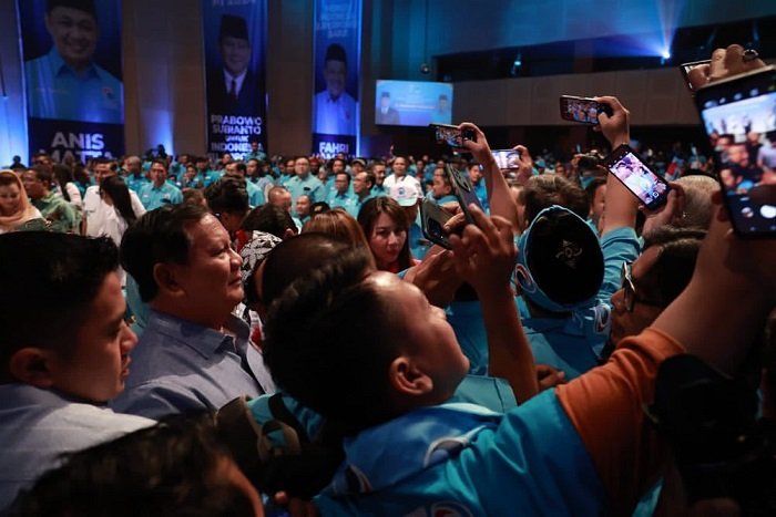 Ketua Umum Partai Gerindra Prabowo Subianto di acara di acara deklarasi Partai Gelora di Djakarta Teater, Jakarta. (Instagram.com/@prabowo)