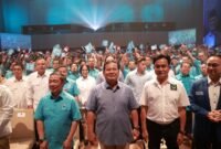 Ketua Umum Partai Gerindra Prabowo Subianto di acara di acara deklarasi Partai Gelora di Djakarta Teater, Jakarta. (Dok. Tim Media Prabowo Subianto)