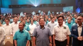 Ketua Umum Partai Gerindra Prabowo Subianto di acara di acara deklarasi Partai Gelora di Djakarta Teater, Jakarta. (Dok. Tim Media Prabowo Subianto)