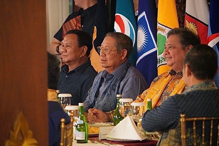 Keluarga besar Koalisi Indonesia Maju menerima Silahturahmi dari Presiden RI ke - 6 Susilo Bambang Yudhoyono bersama Agus Harimurti Yudhoyono. (Dok. TIm Media Prabowo)