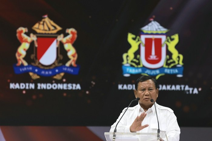 Prabowo Subianto saat berdialog bersama Kamar Dagang dan Industri Indonesia (Kadin) di Jakarta, Jumat, 12 Januari 2024. (Dok. TKN Prabowo Gibran)