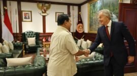 Menteri Pertahanan Prabowo Subianto menerima kunjungan Tony Blair, di Kementerian Pertahanan. (Dok. Tim Media Prabowo)