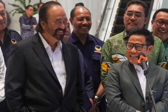 Ketua Umum Partai NasDem Surya Paloh bersama Ketua Umum PKB Muhaimin Iskandar. (Facebook.com @A Muhaimin Iskandar)