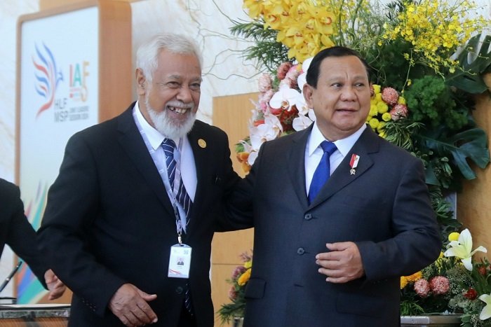 Perdana Menteri Timor Leste, Xanana Gusmao bersama Presiden Indonesia terpilih, Prabowo Subianto. (Do. Tim Media Prabowo)  